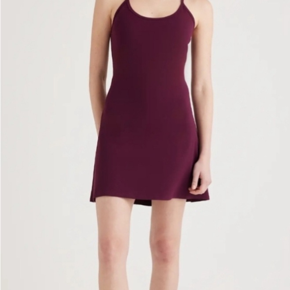 35.) Quince Deep Burgundy Mini Dress
